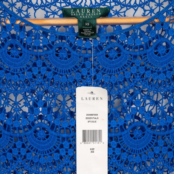 Ralph Lauren Royal Blue Lace Overlay Dress - Size XS - Retail $174 - Picture 4 of 8